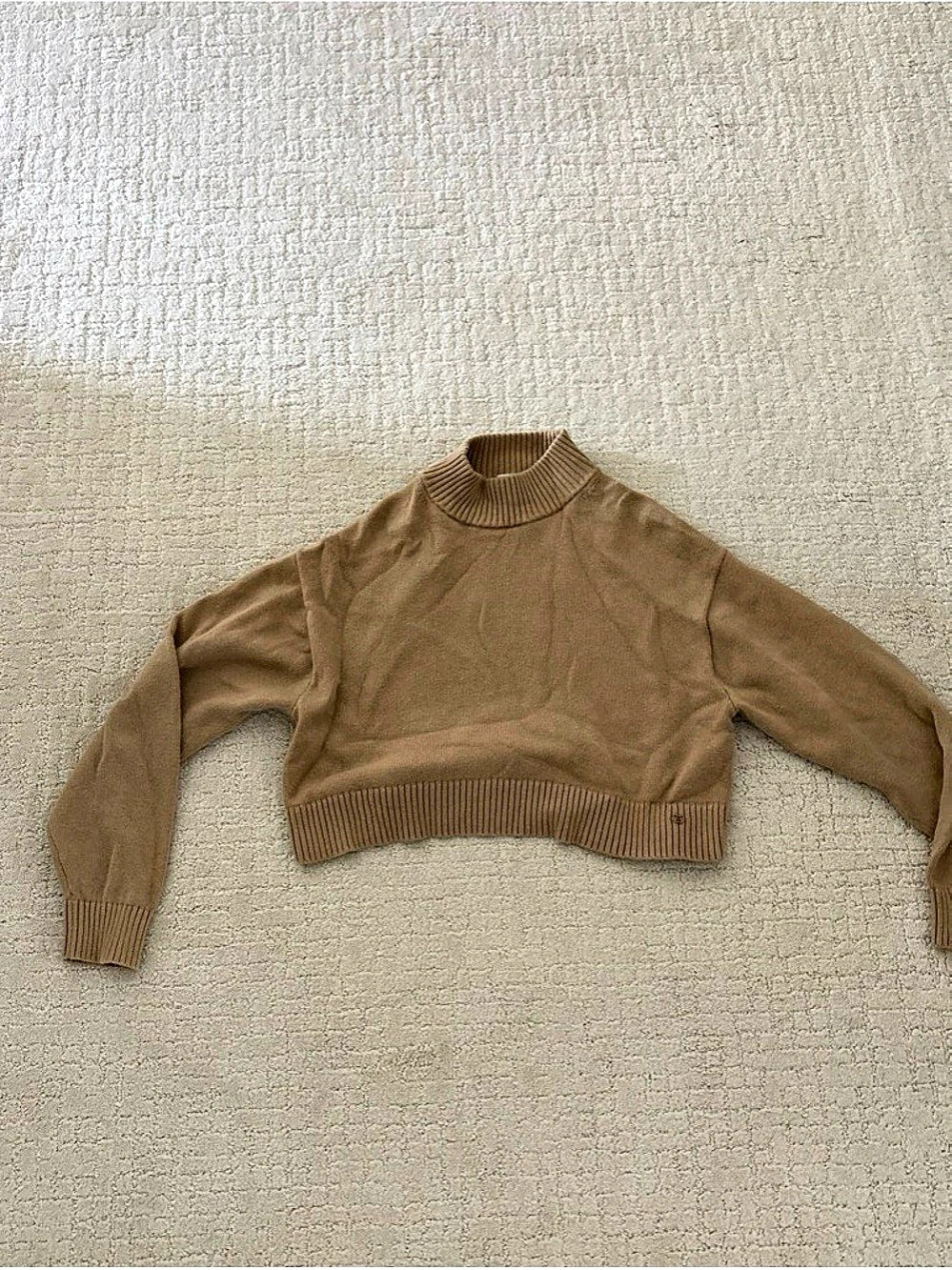 Sunday Best Cropped Turtleneck Sweater Brown Medium
